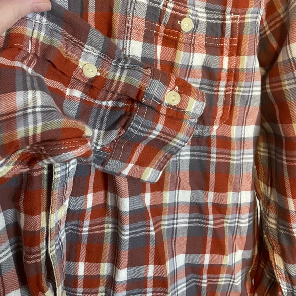 Lucky Brand lined plaid flannel button down sz XL - Picture 5 of 8